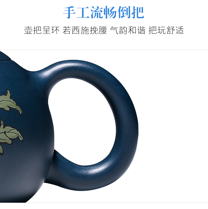 純手工紫砂壺，小巧琺瑯印花紫砂壺