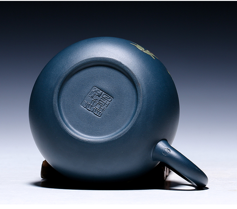 純手工紫砂壺，小巧琺瑯印花紫砂壺